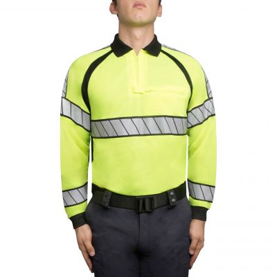 Blauer Long Sleeve Hi-Vis Polo Shirt (8147) | The Fire Center | Fuego Fire Center | Store | FIREFIGHTER GEAR | FREE SHIPPING | Certified to ANSI 107-2020 Type P Class 2 high visibility safety standard. Stretch reflective material improves daytime contrast and helps you be seen at night